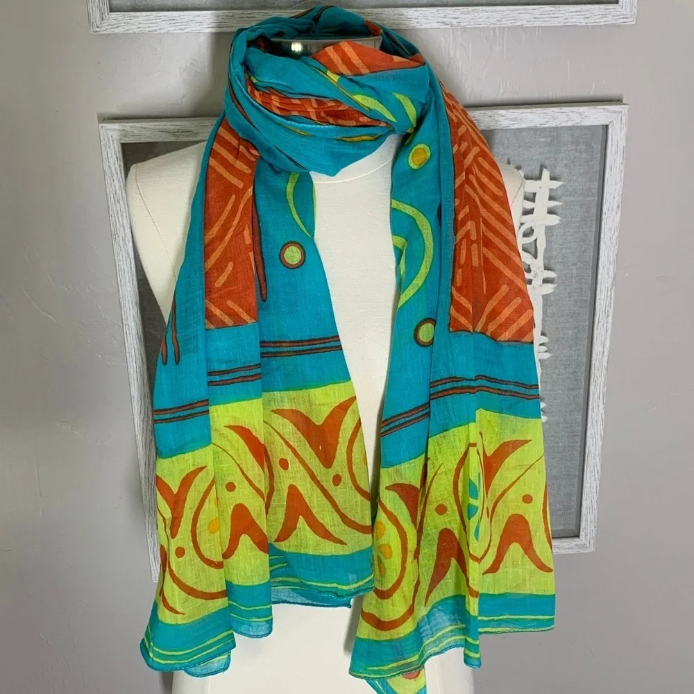 PHAS cotton fluorescent tribal Indian print scarf